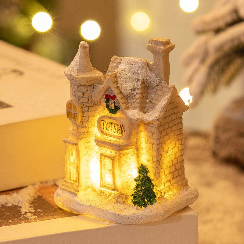 Mini LED Light-Up Christmas Village Houses – Festive Resin Decor for a Cozy Holiday Atmosphere - All Inclusive Family Treasures