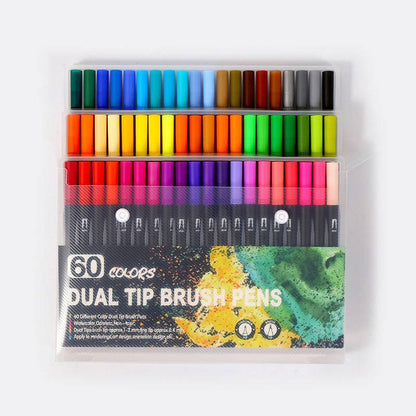 Dual Tip Brush Pens Set – Vibrant Watercolor Markers for Artists & Hobbyists - All Inclusive Family Treasures