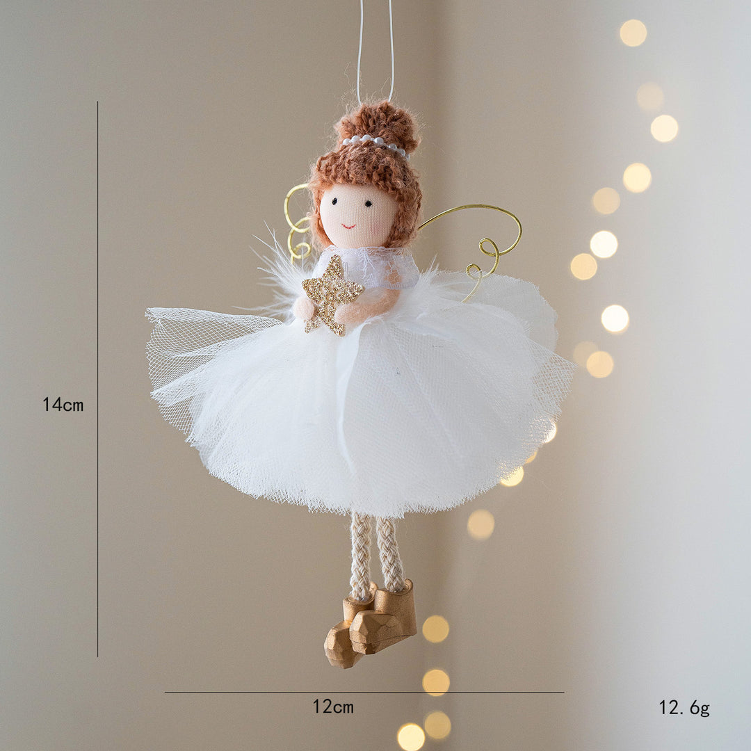 Golden Wings & White Whispers: Christmas Angel Girl Ornaments