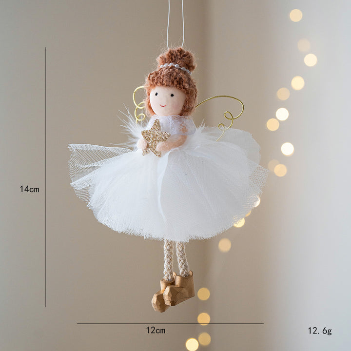 Golden Wings & White Whispers: Christmas Angel Girl Ornaments