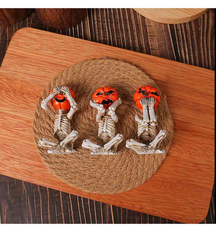 Pumpkin-Head Skeleton Ornaments – Creepy-Cute Halloween Décor