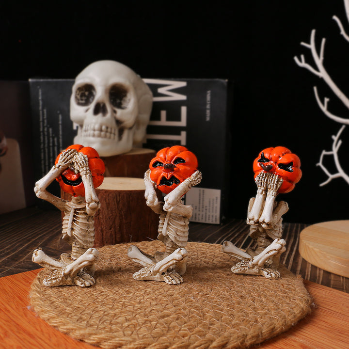 Pumpkin-Head Skeleton Ornaments – Creepy-Cute Halloween Décor