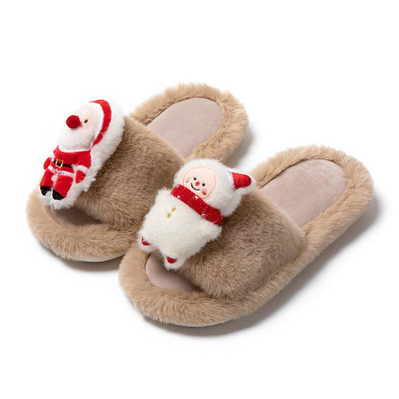 Santa Claus Plush Open-Toe Slippers – Cozy Up with Holiday Cheer! - All Inclusive Family Treasures