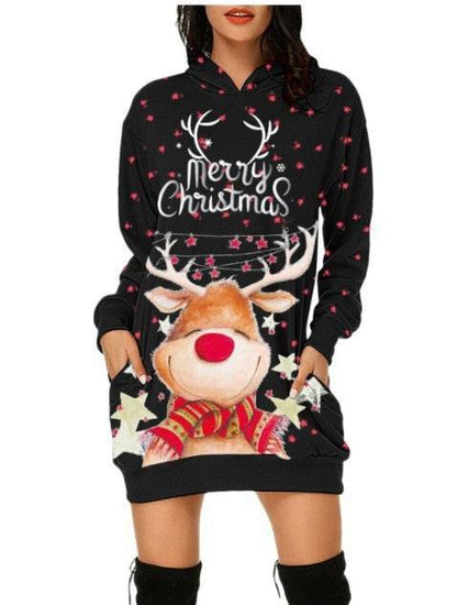 Festive Reindeer Hooded Christmas Dress - Cozy & Stylish for the Holidays! - All Inclusive Family Treasures