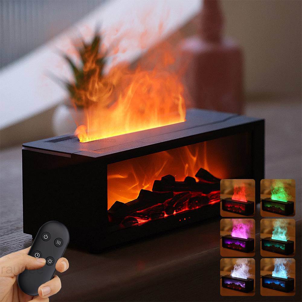 Flame Aromatherapy Machine - 3D Fireplace Essential Oil Diffuser with Large Fog Volume and Colorful LED Lights - All Inclusive Family Treasures