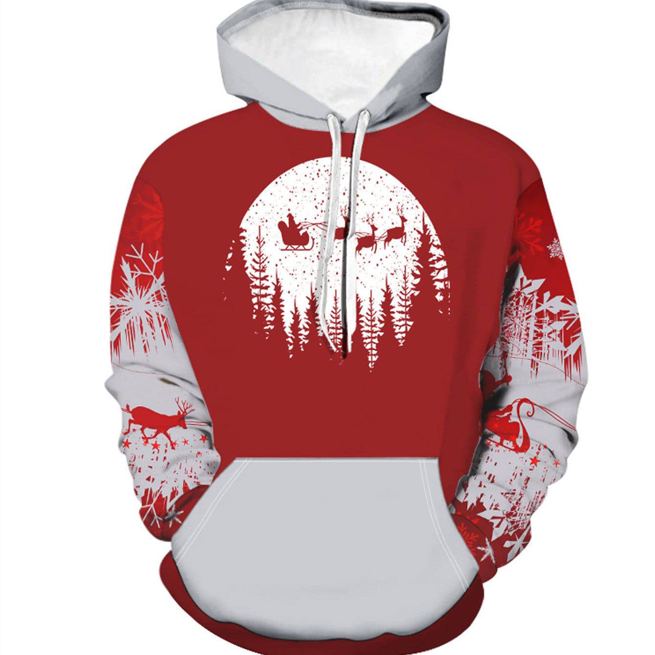 Men’s Festive Christmas Hoodie - Cozy Winter Wear with Santa Sleigh Print - All Inclusive Family Treasures