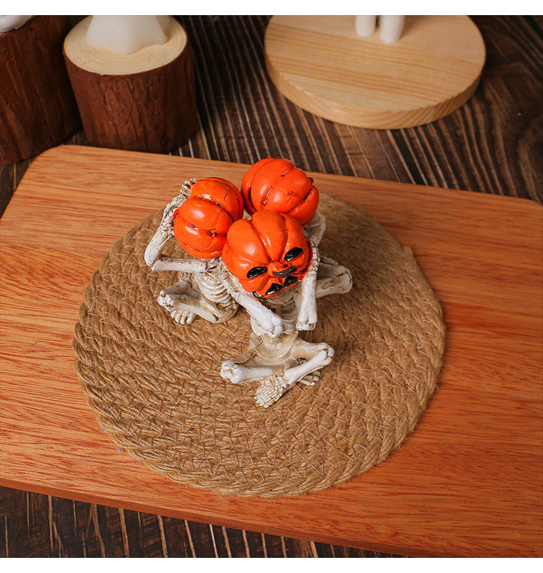 Pumpkin-Head Skeleton Ornaments – Creepy-Cute Halloween Décor