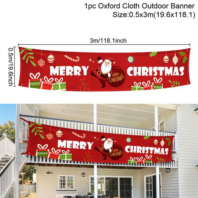 Outdoor Merry Christmas Banner - Festive Holiday Decoration Backdrop for Yard and Fence - All Inclusive Family Treasures