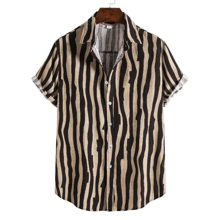 Men’s Casual Loose-Fit Striped Short Sleeve Shirt - All Inclusive Family Treasures