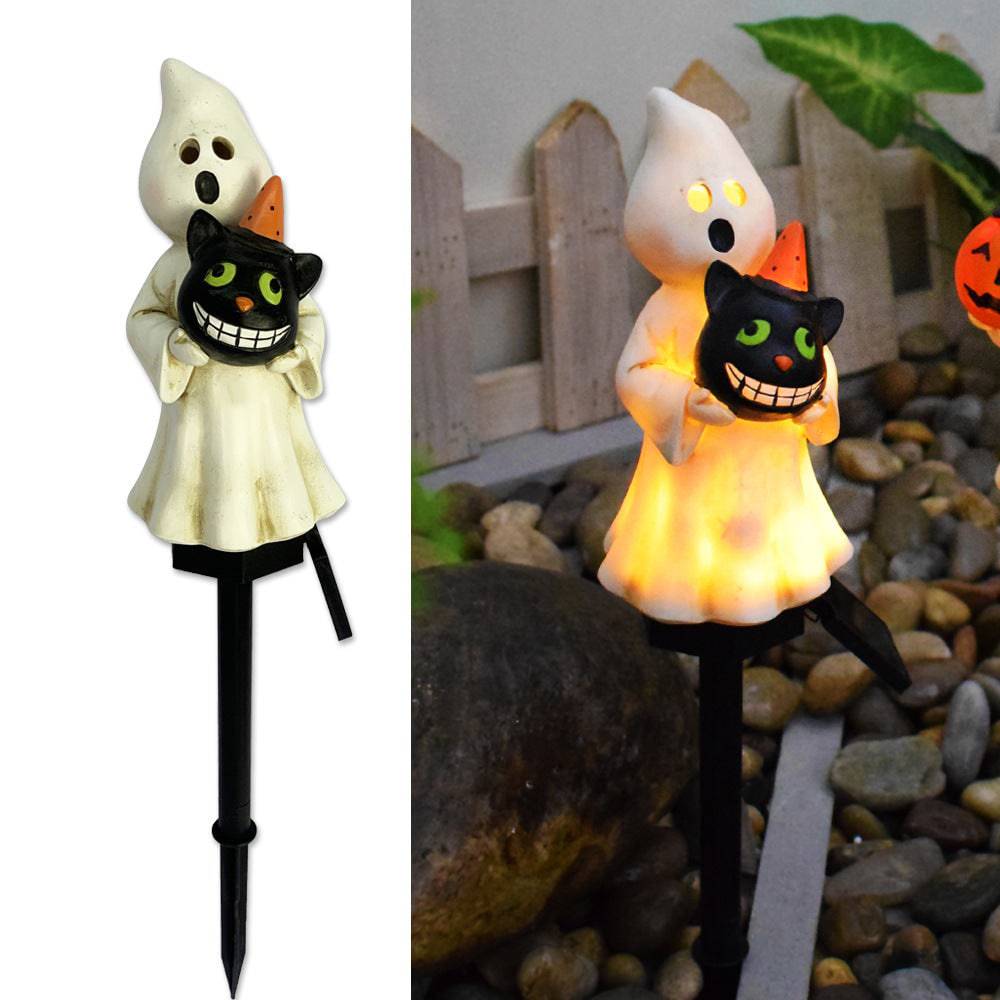 Solar-Powered Halloween Pumpkin Lantern – Handcrafted Resin Decor for a Festive Garden Glow! - All Inclusive Family Treasures