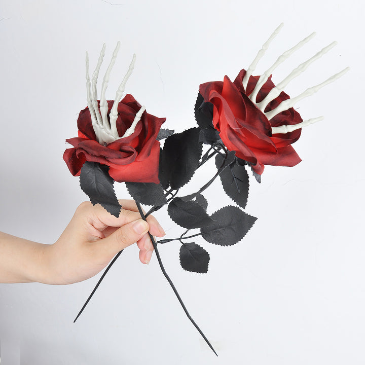 Creepy Skull Hand Rose Bouquet – Haunted Halloween Flowers