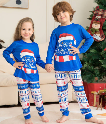 Festive Matching Family Christmas Pajama Set – Letter Print Tops & Plaid Pants - All Inclusive Family Treasures