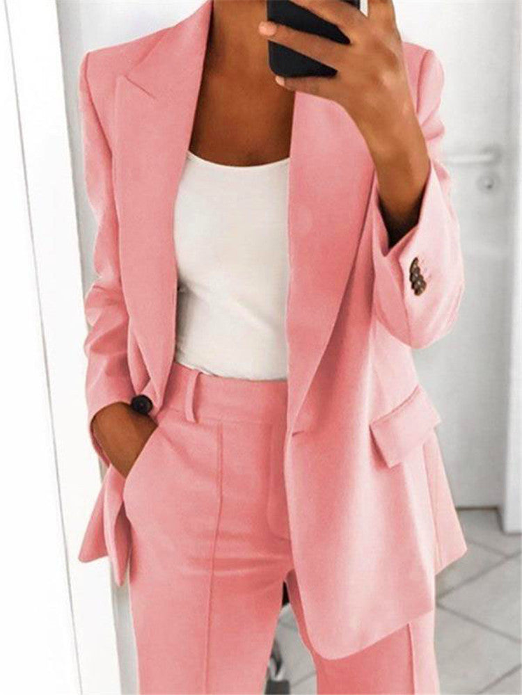 Women’s Two-Piece Casual Suit (Blazer & Slim-Fit Trousers)
