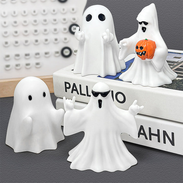 Cute Ghost Figurine Ornaments – Halloween Mini Phantom Collection