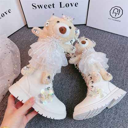 Adorable Girls’ Leather Bear Boots – Cute & Stylish Boots with Teddy Bear Accents - All Inclusive Family Treasures