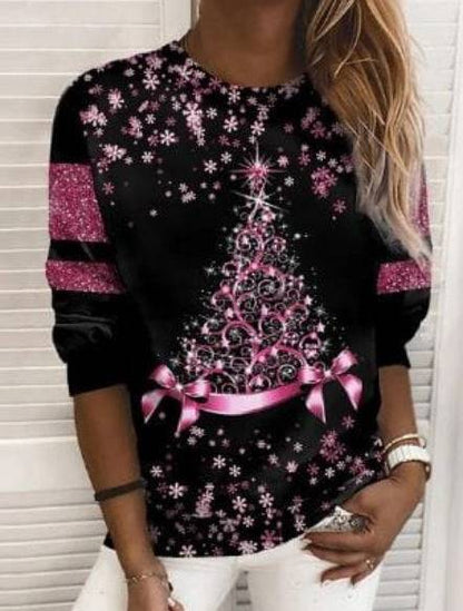 Women's Glitter 3D Christmas Sweater – Festive Holiday Print Pullover with Sparkling Designs - All Inclusive Family Treasures