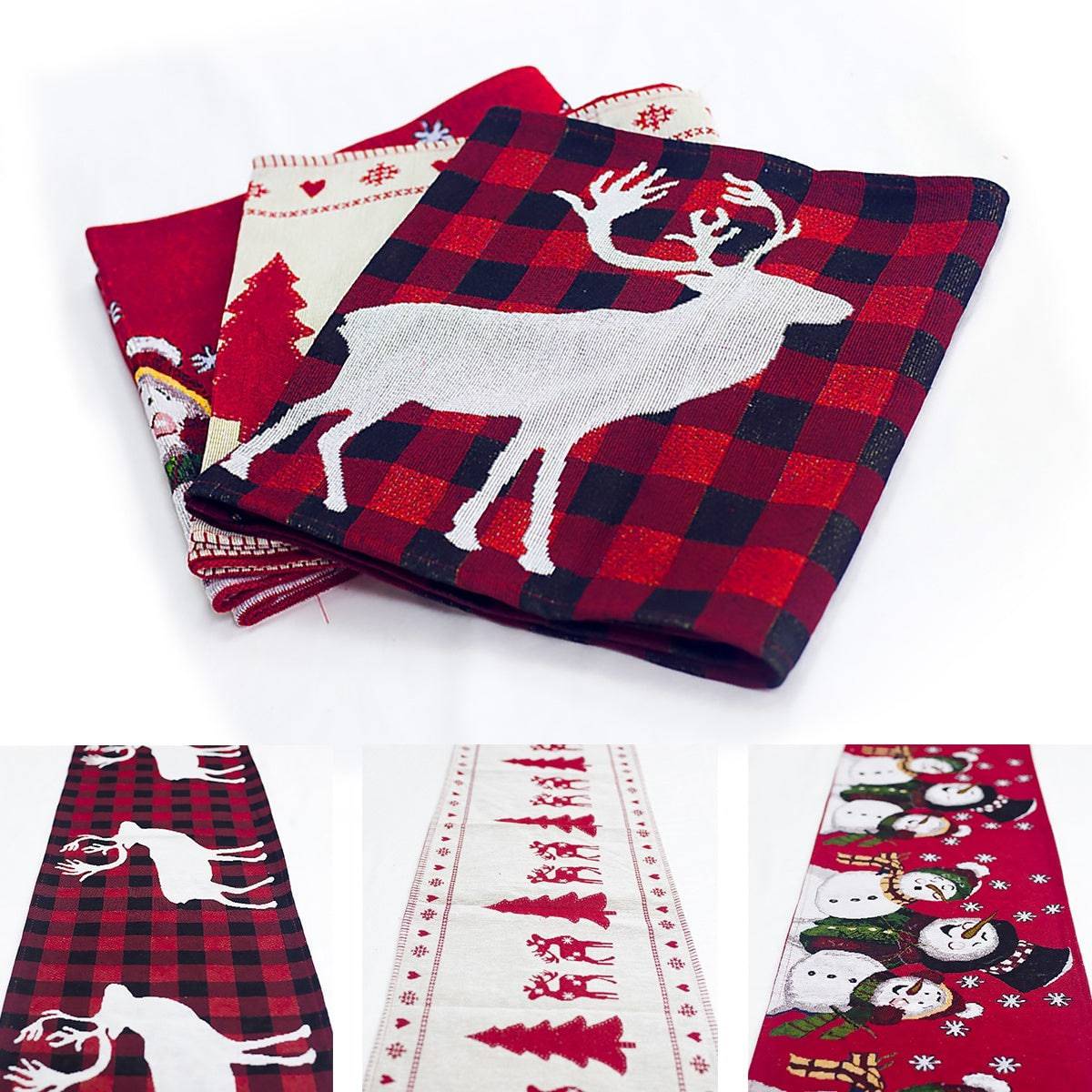 Christmas Elk Snowman Table Runner - Merry Christmas Decorations - All Inclusive Family Treasures