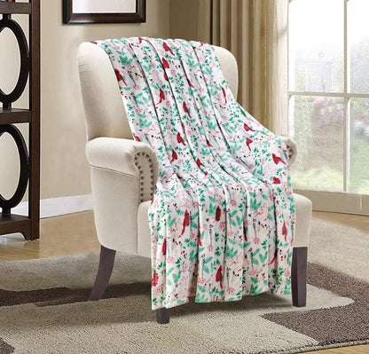 Cozy Christmas Flannel Blanket – Festive Elk, Snowman & Santa Prints for Warm Winter Nights - All Inclusive Family Treasures