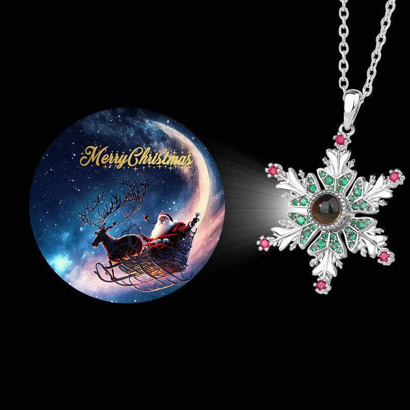 Enchanting Snowflake Projection Necklace – Christmas Gift for Women & Couples - All Inclusive Family Treasures