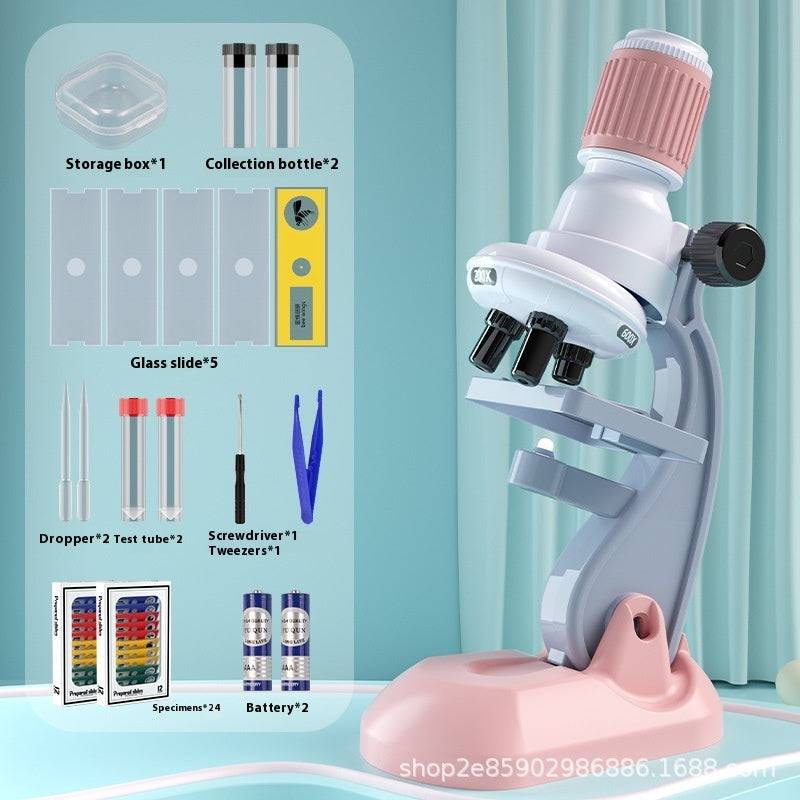 Explore the Microscopic World: 1200X LED Microscope for Kids & Beginners - All Inclusive Family Treasures