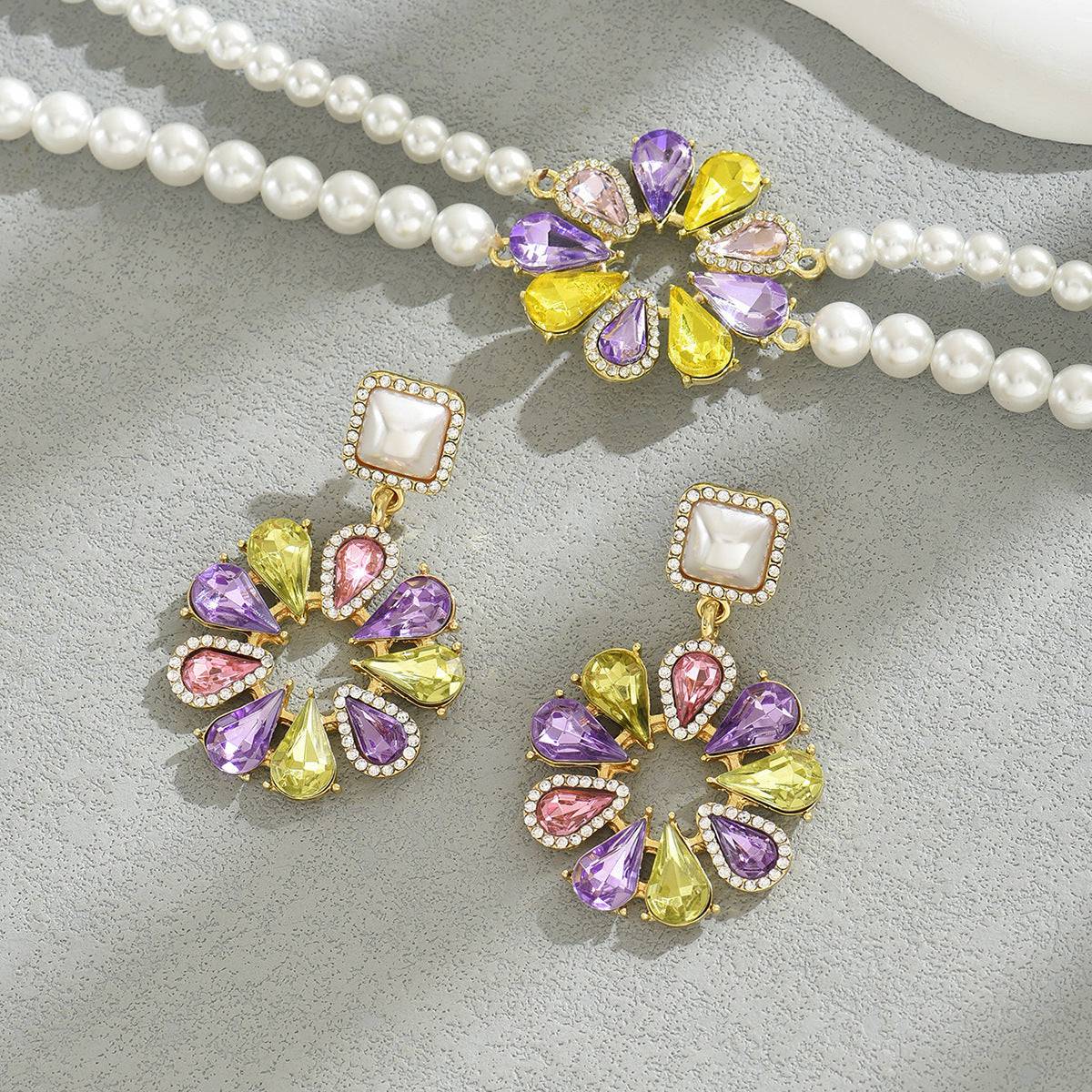 Vintage Floral Pearl Necklace & Earrings Set – Statement Jewelry for Elegant Occasions - All Inclusive Family Treasures