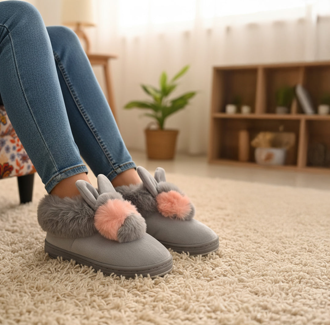 Bunny Bliss Plush Platform Slippers