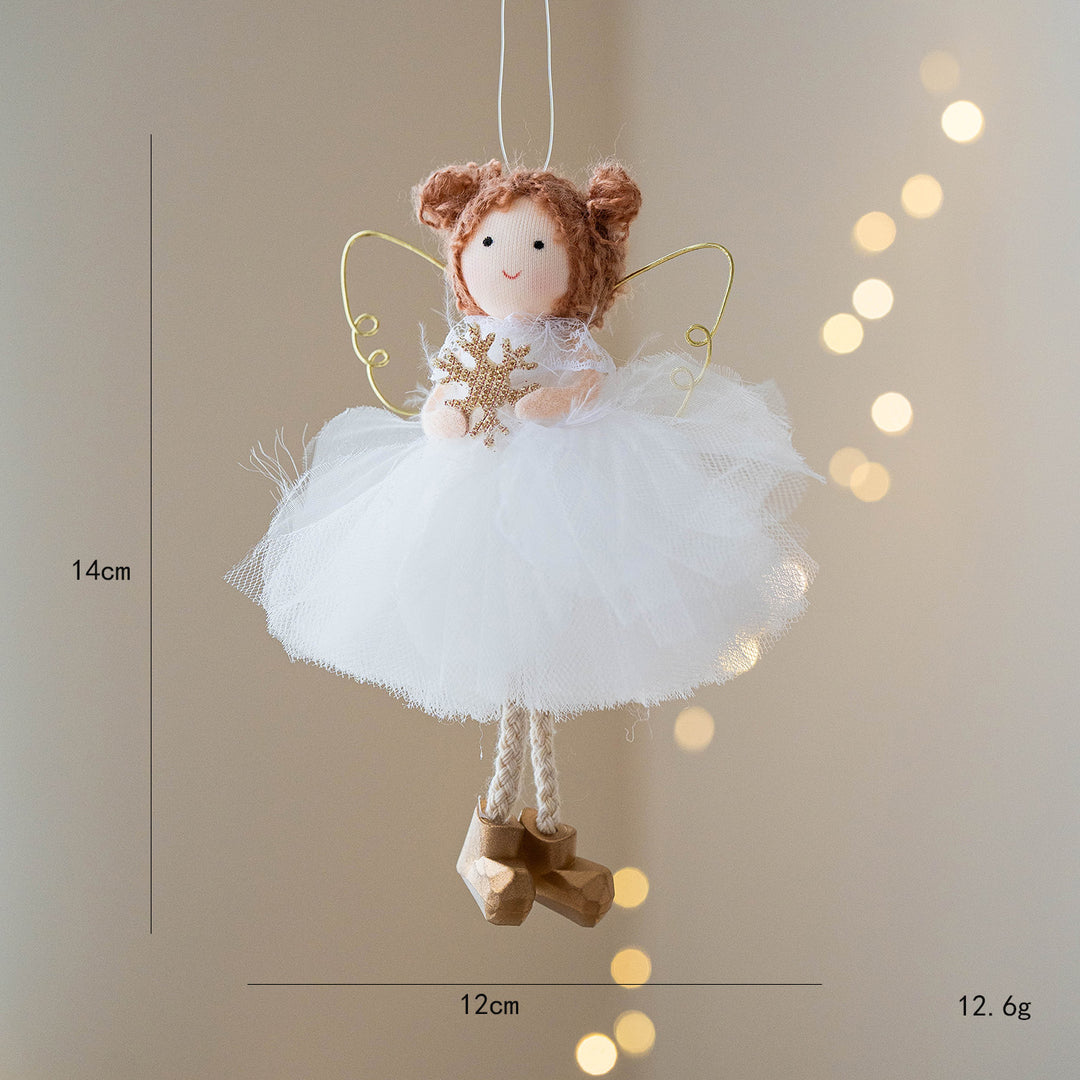 Golden Wings & White Whispers: Christmas Angel Girl Ornaments