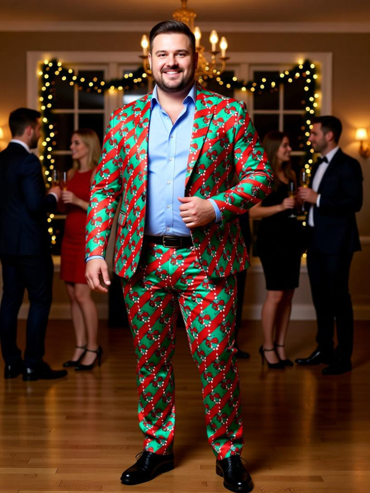 Men's Christmas Suit - Festive Holiday Blazer and Pants Set