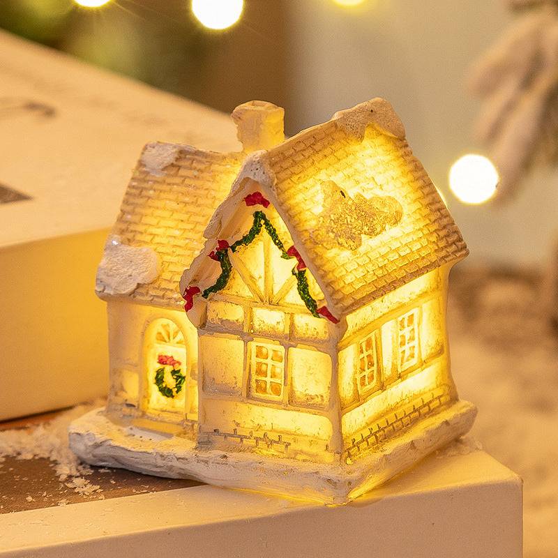 Mini LED Light-Up Christmas Village Houses – Festive Resin Decor for a Cozy Holiday Atmosphere - All Inclusive Family Treasures