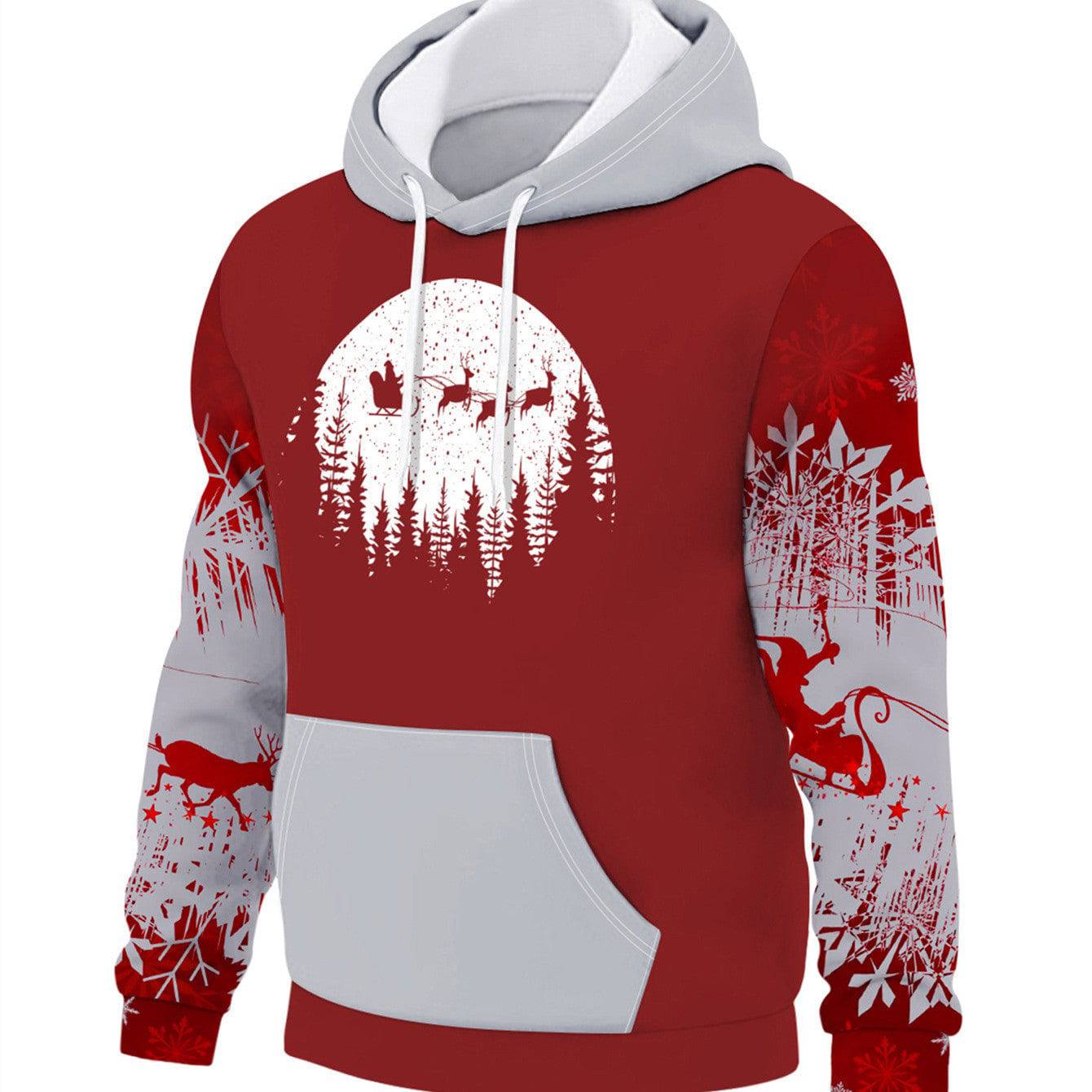 Men’s Festive Christmas Hoodie - Cozy Winter Wear with Santa Sleigh Print - All Inclusive Family Treasures