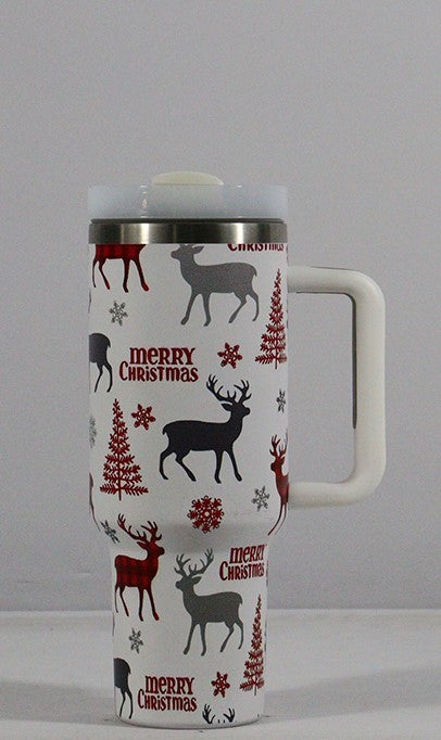Festive Sip & Go: Christmas Pattern Stainless Steel Tumbler