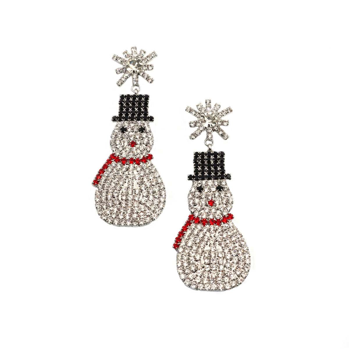 Sparkling Snowman Rhinestone Earrings - Festive & Fun! - All Inclusive Family Treasures