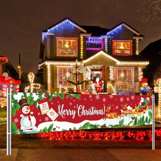 Outdoor Merry Christmas Banner - Festive Holiday Decoration Backdrop for Yard and Fence - All Inclusive Family Treasures