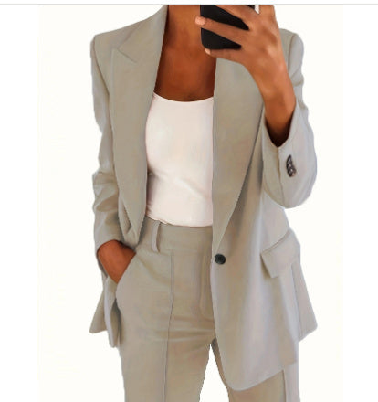 Women’s Two-Piece Casual Suit (Blazer & Slim-Fit Trousers)