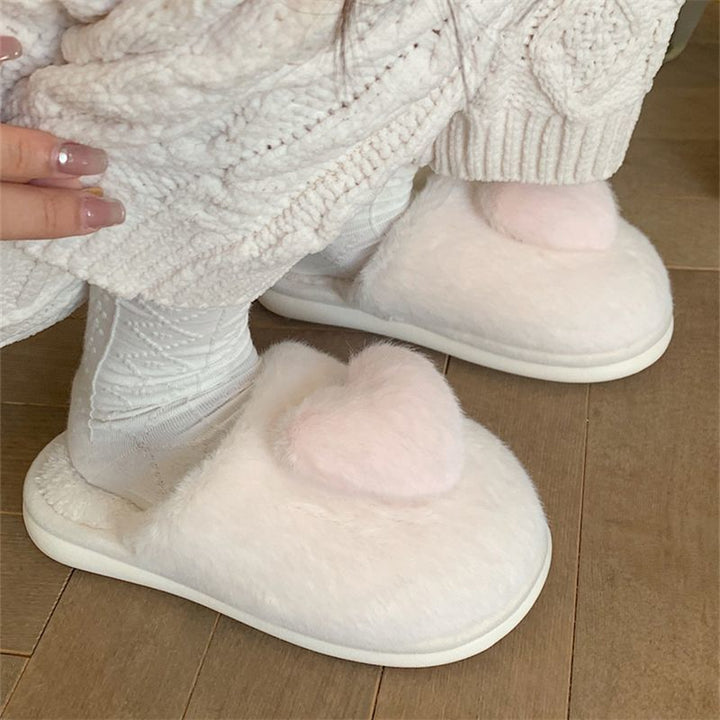 Heart Plush Winter Slippers – Cozy Love for Your Feet