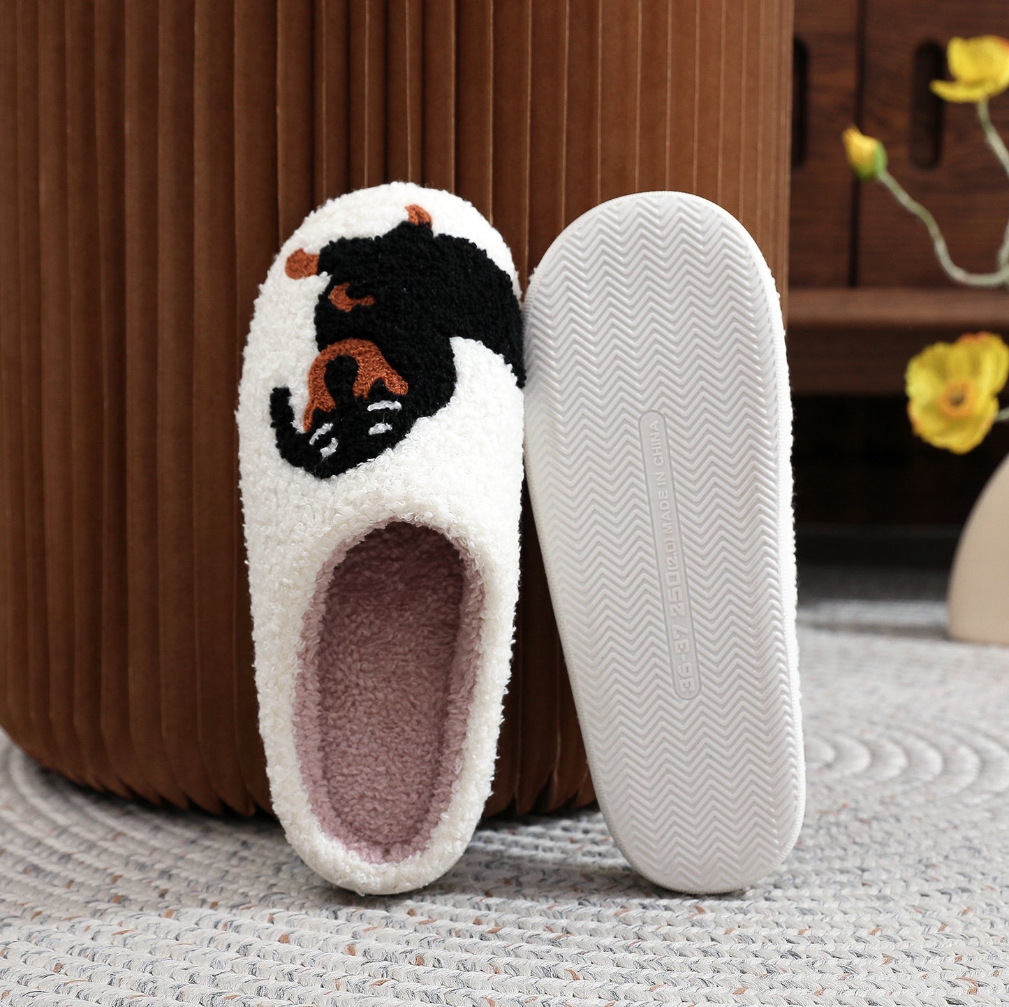 Cotton Slippers Women's Home Winter Animal Embroidery Warm - All Inclusive Family Treasures