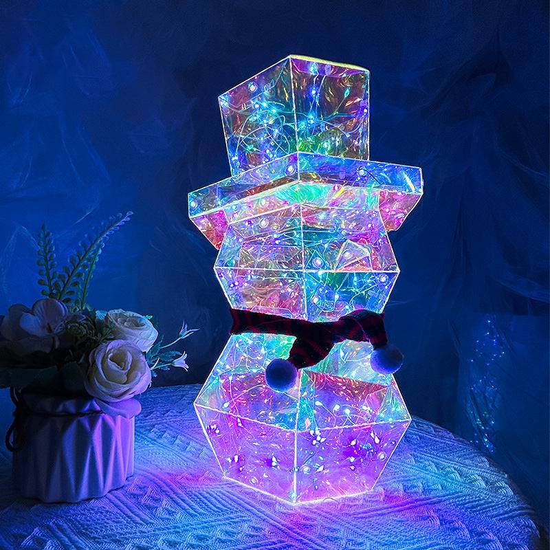 Prismatic LED Christmas Snowman Night Light – Colorful Holiday Tabletop Decor - All Inclusive Family Treasures