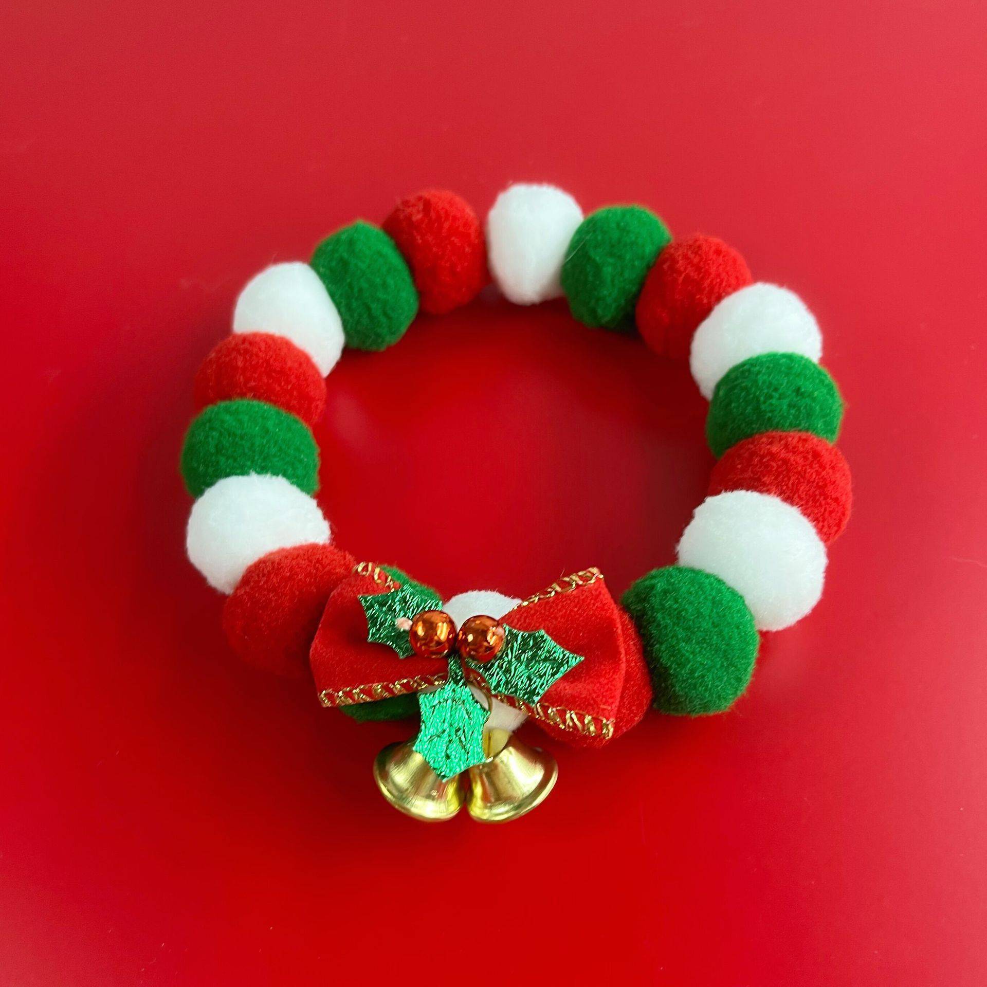 Christmas Cheer Pet Collar – Plush Ball Necklace with Bow for Dogs & Cats - All Inclusive Family Treasures