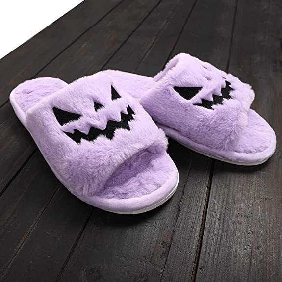 Spooky-Cute Plush Halloween Slippers