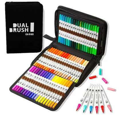 Dual Tip Brush Pens Set – Vibrant Watercolor Markers for Artists & Hobbyists - All Inclusive Family Treasures