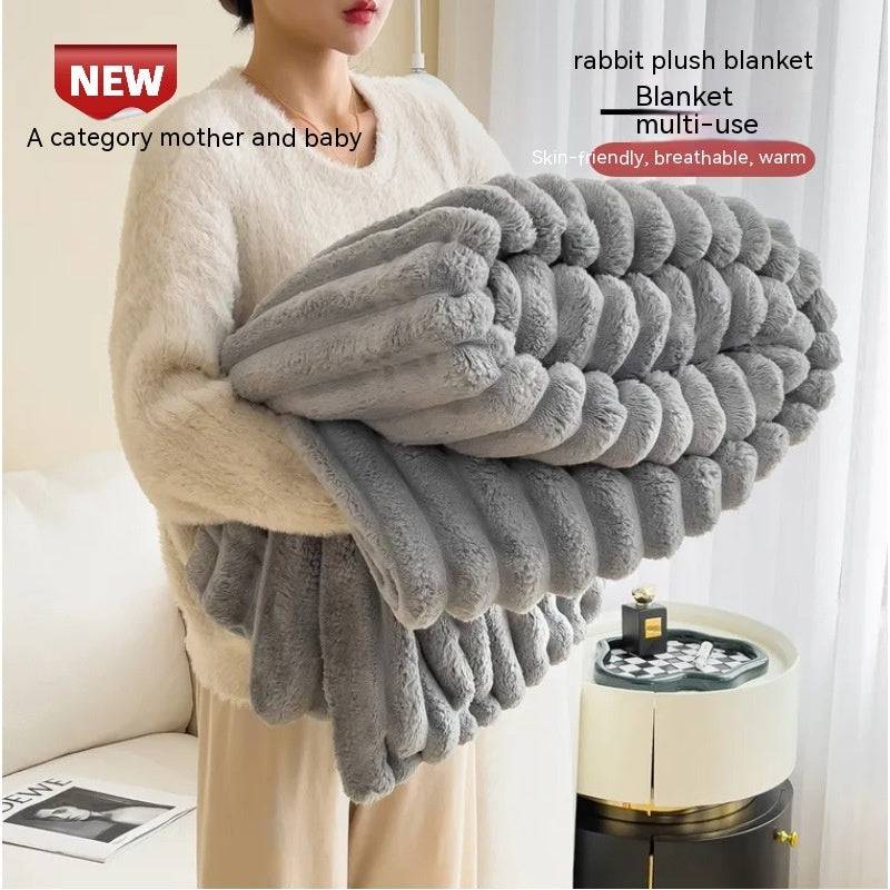 Soft Wind Bubble Velvet Blanket – Luxurious Double-Sided Rabbit Fur Blanket - All Inclusive Family Treasures