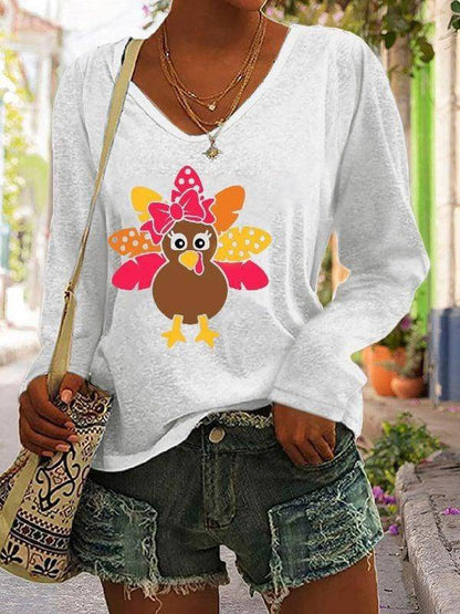 Festive Women’s V-Neck Long Sleeve T-Shirt – Christmas Edition - All Inclusive Family Treasures