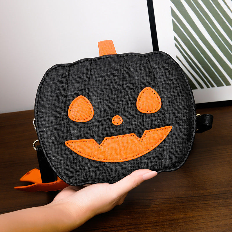 Pumpkin Scream Chic – Halloween Crossbody Bag with Bat Strap