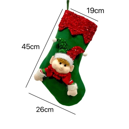 Playful Christmas Elf Stocking with Sequin Trim – Holiday Fun for All Ages - All Inclusive Family Treasures