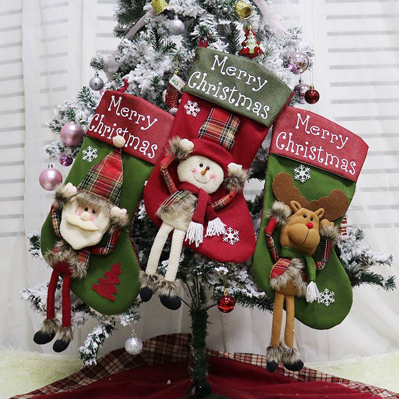 Christmas 3D Plush Stocking Set – Santa, Snowman & Reindeer Holiday Décor - All Inclusive Family Treasures