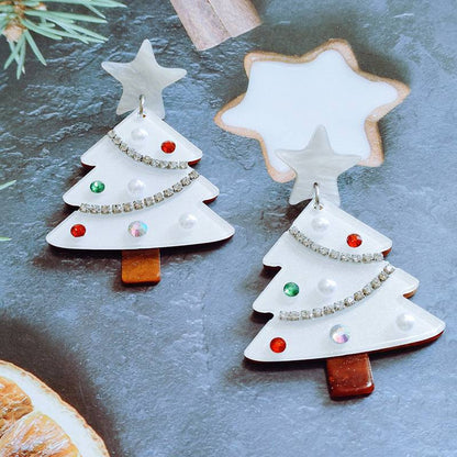 Festive Christmas Tree Earrings with Rhinestones – Perfect for Holiday Glam! - All Inclusive Family Treasures