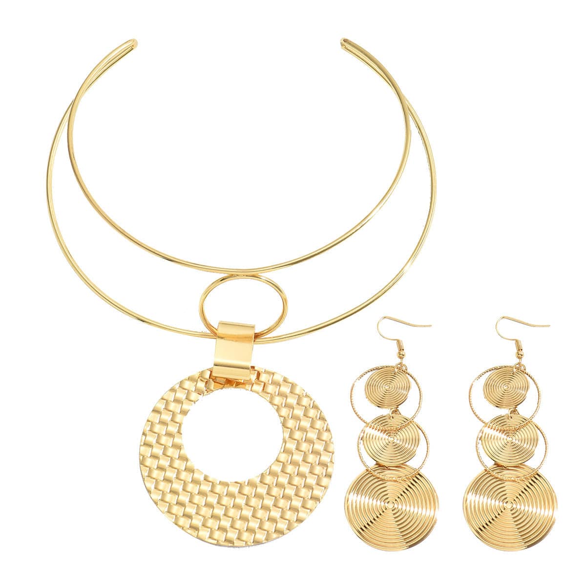 Bold Geometric Necklace & Earring Set – Simple yet Striking Statement Jewelry - All Inclusive Family Treasures