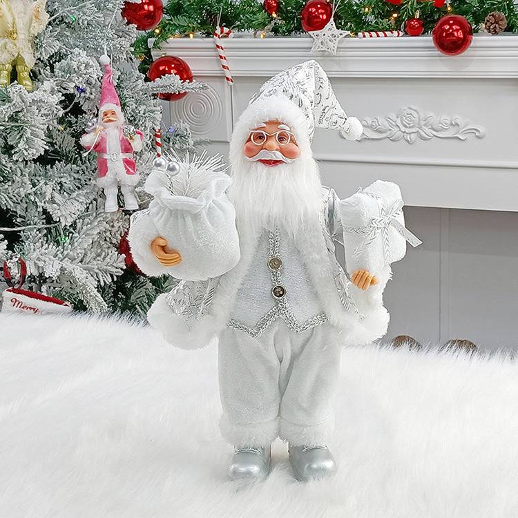 Elegant Standing Santa Claus with Gift Bag – A Sparkling Holiday Scene Decor - All Inclusive Family Treasures