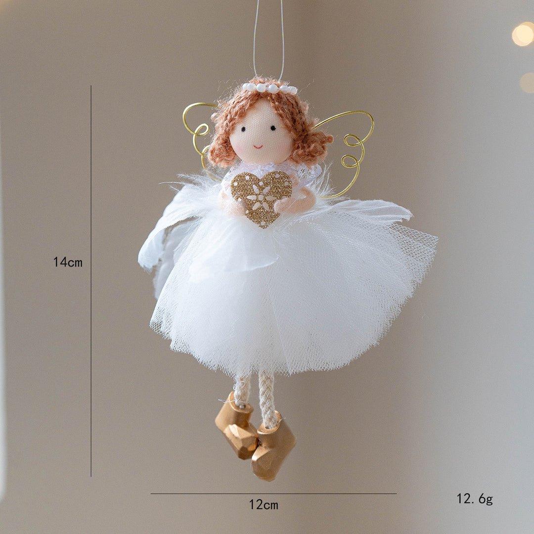 Golden Wings & White Whispers: Christmas Angel Girl Ornaments