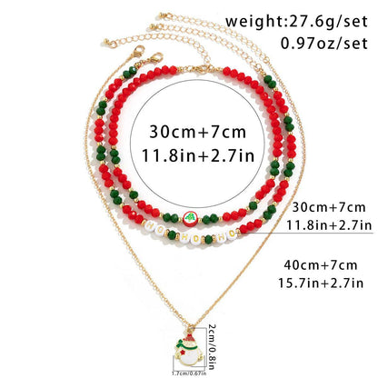 Festive Beaded Christmas Necklace Set – Holiday Charm with Snowman & Crystal Accents - All Inclusive Family Treasures